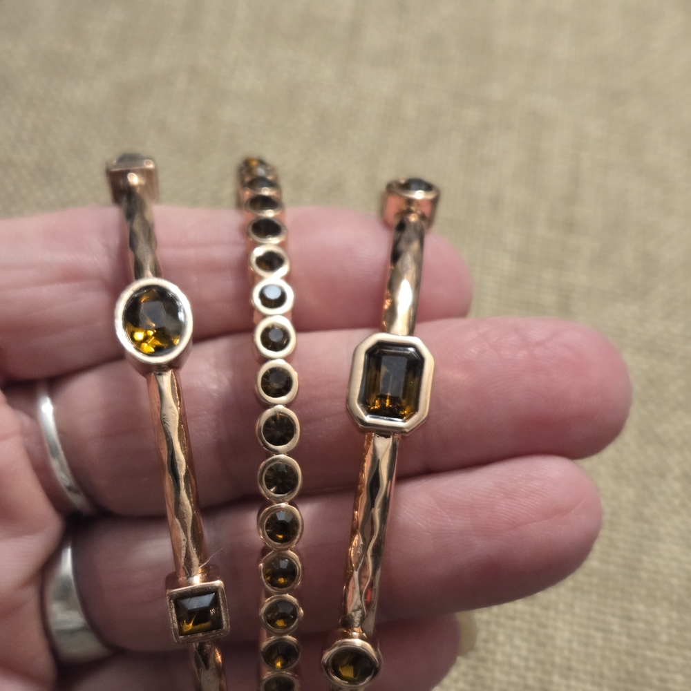 R.J. Graziano Gold and Brown Gemstone Bracelet Set